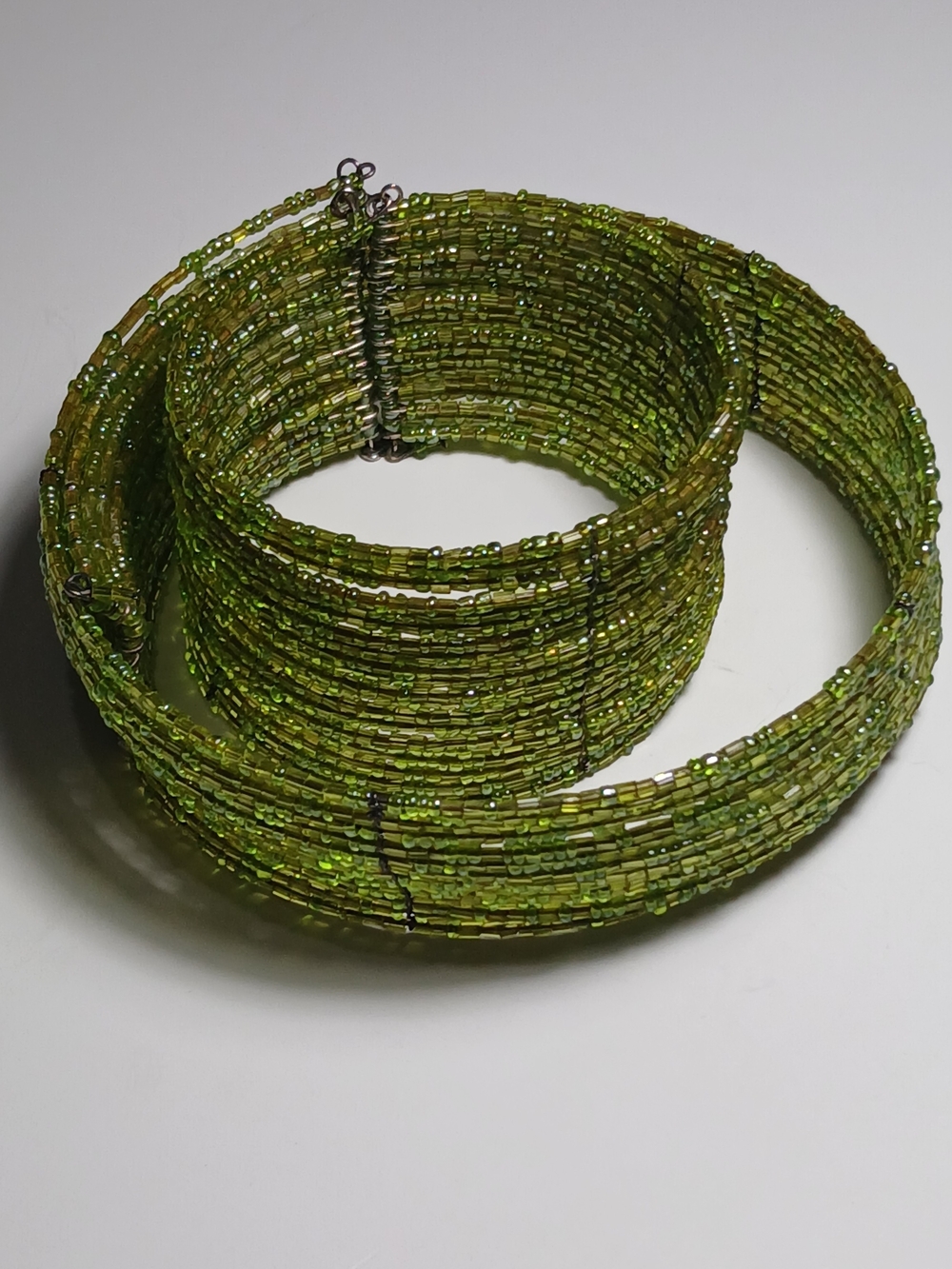 Handmade Green Seed Bead Choker Necklace & Bracelet
